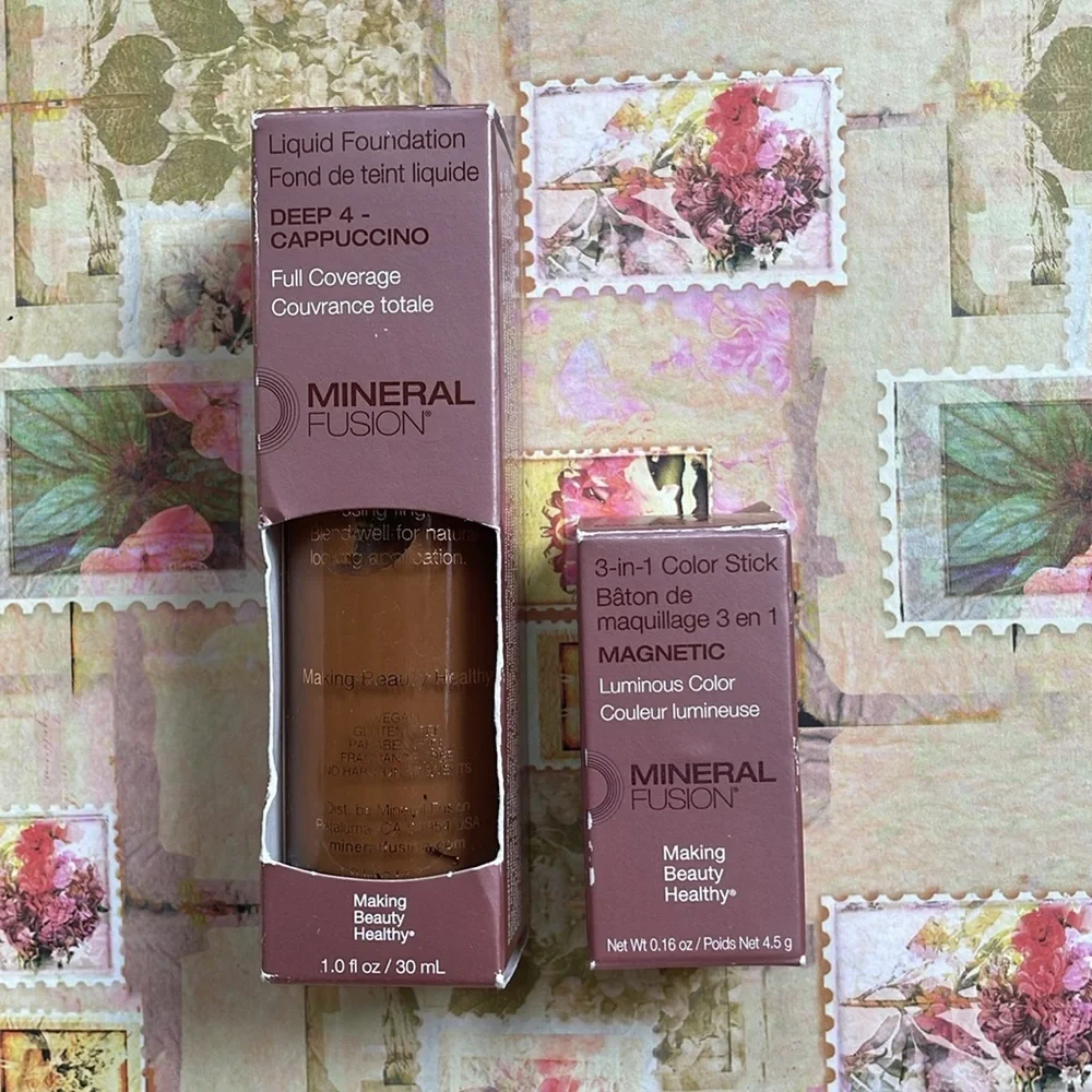 Mineral Fusion Liquid Foundation Deep 4- Cappuccino & 3 in1 Magnetic Color Stick